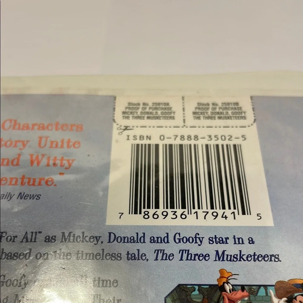 Disney's The Three Musketeers VHS